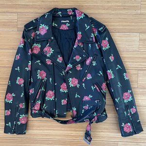 MADEME ROSE PATTERN GENUINE LEATHER JACKET